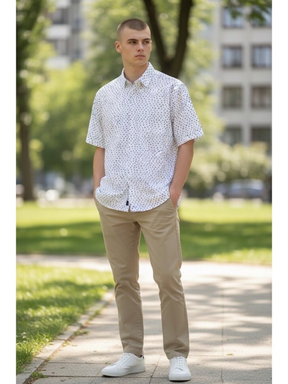 Joseph Abbound Men's Navy Blue & White Buttoned Shirt - Picture 1 of 6